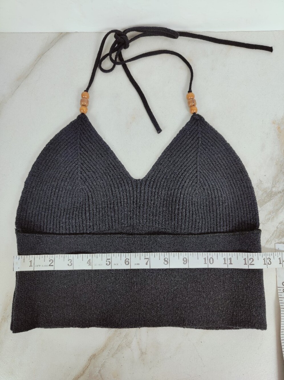 Hippie Embroidered Sun Black Knit Halter Top, Sz S - Picture 4 of 13